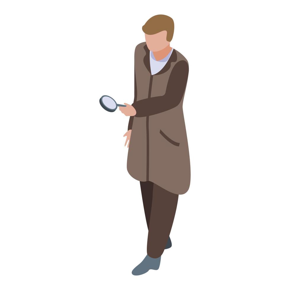 Investigator with magnifier icon, isometric style vector