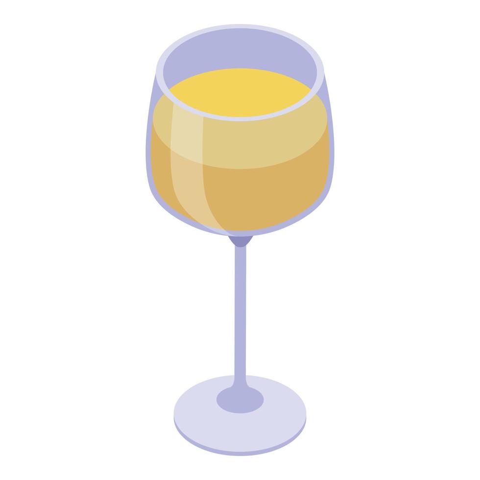 icono de copa de vino amarillo, estilo isométrico vector