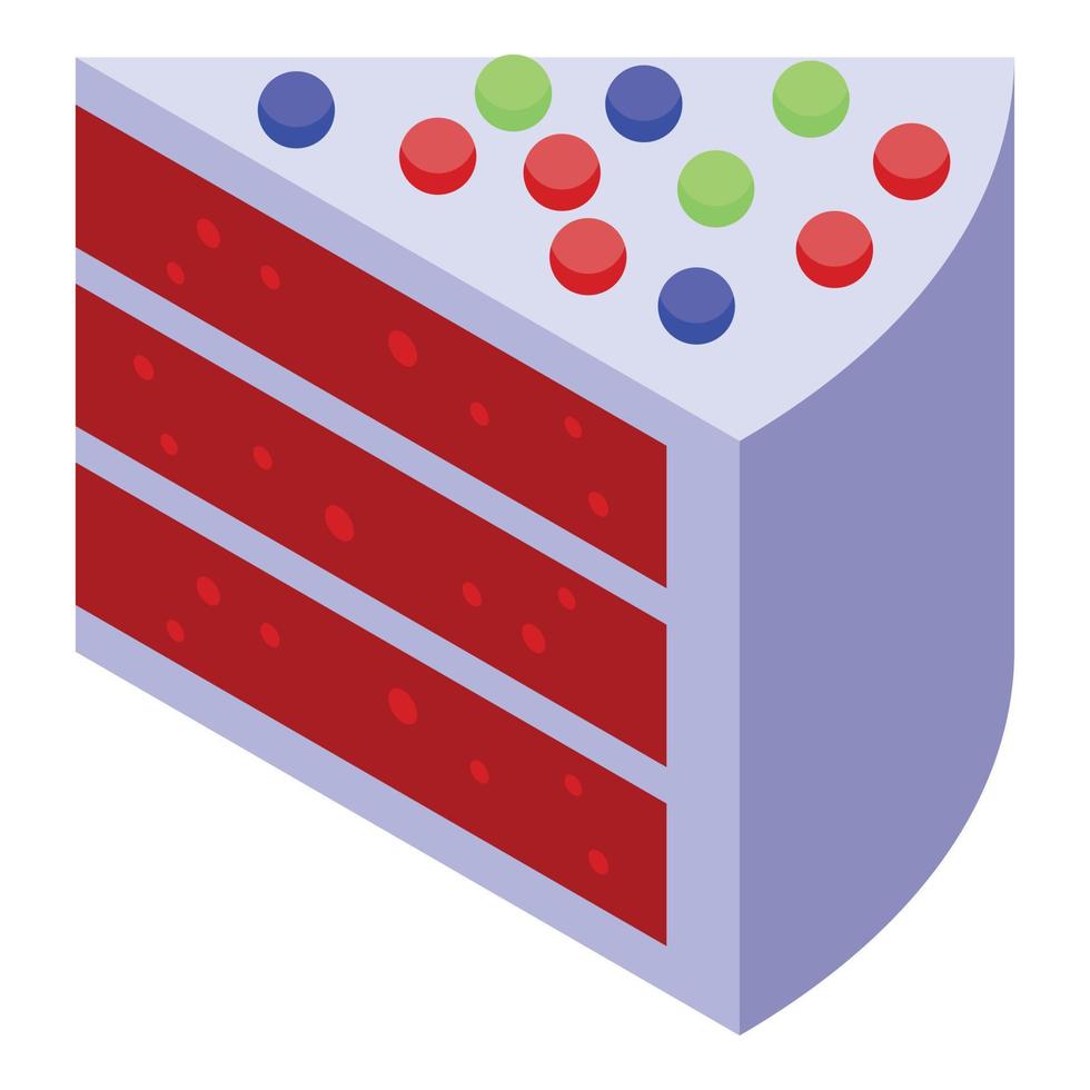 Jelly piece cake icon, isometric style vector