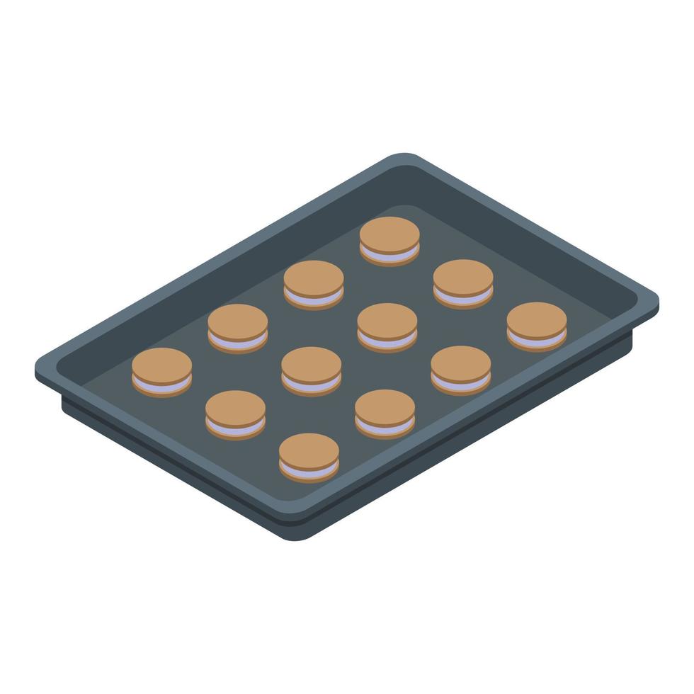 Confectioner cookie tray icon, isometric style vector