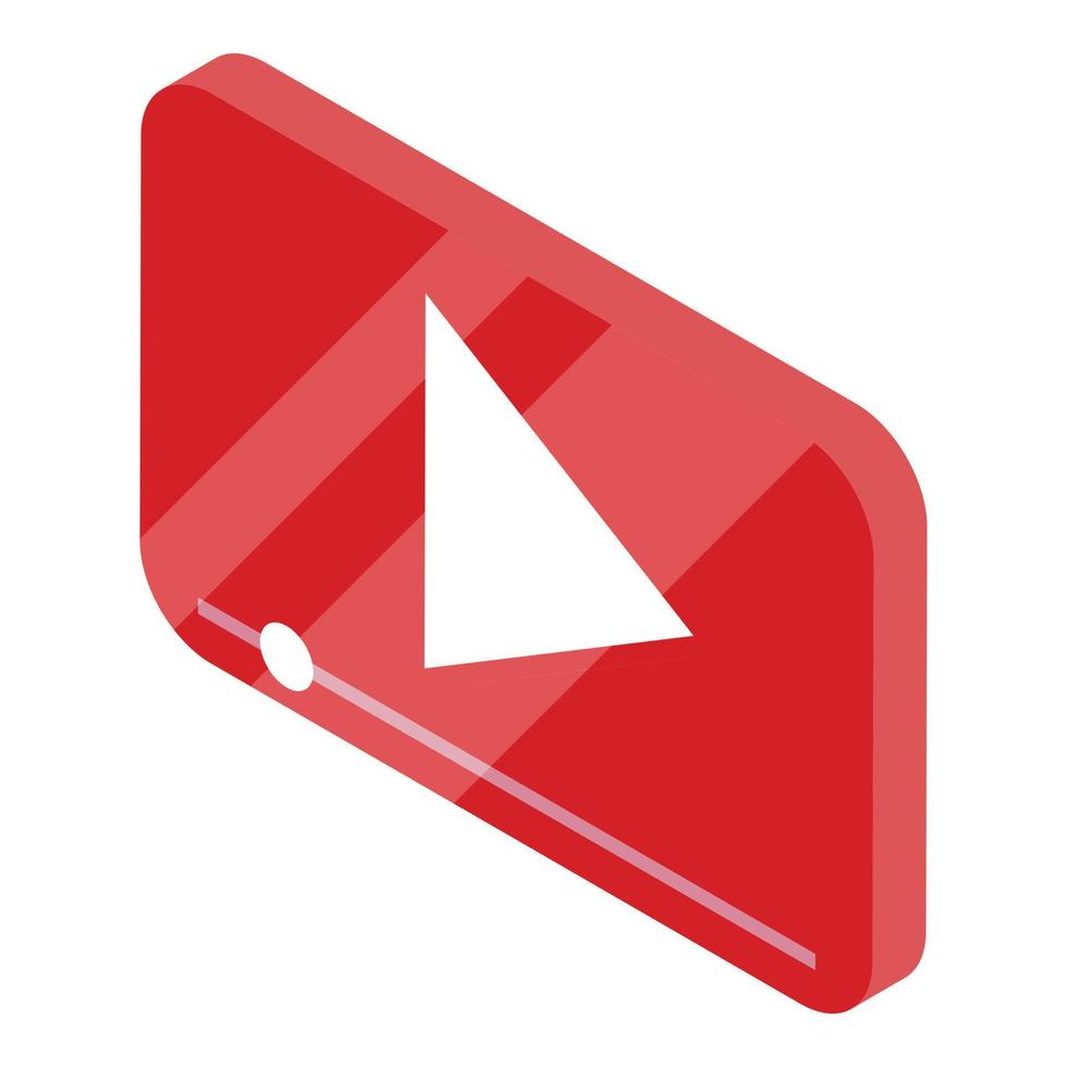 Video play button icon, isometric style vector