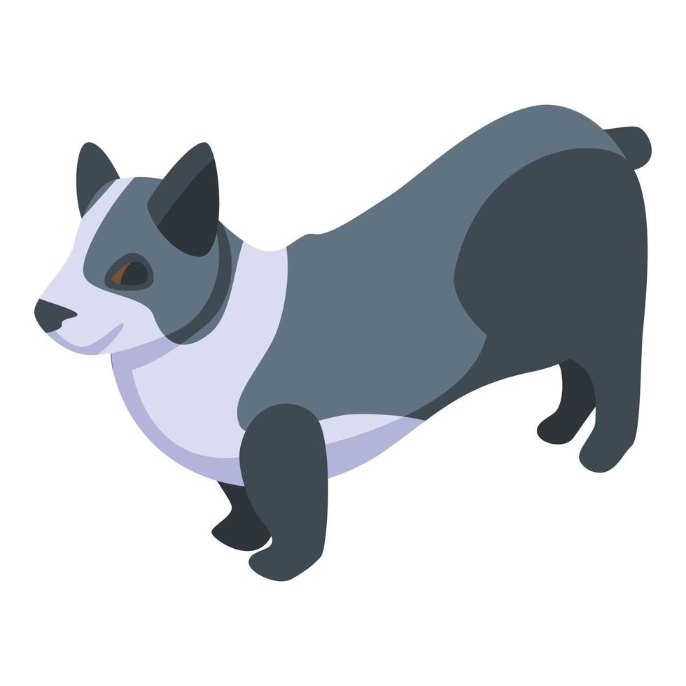 Black white corgi dog icon, isometric style vector