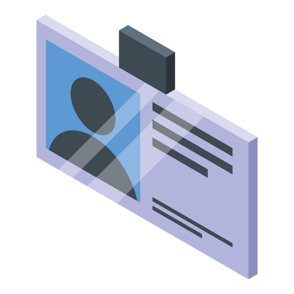 Personal guard id card icon, isometric style vector