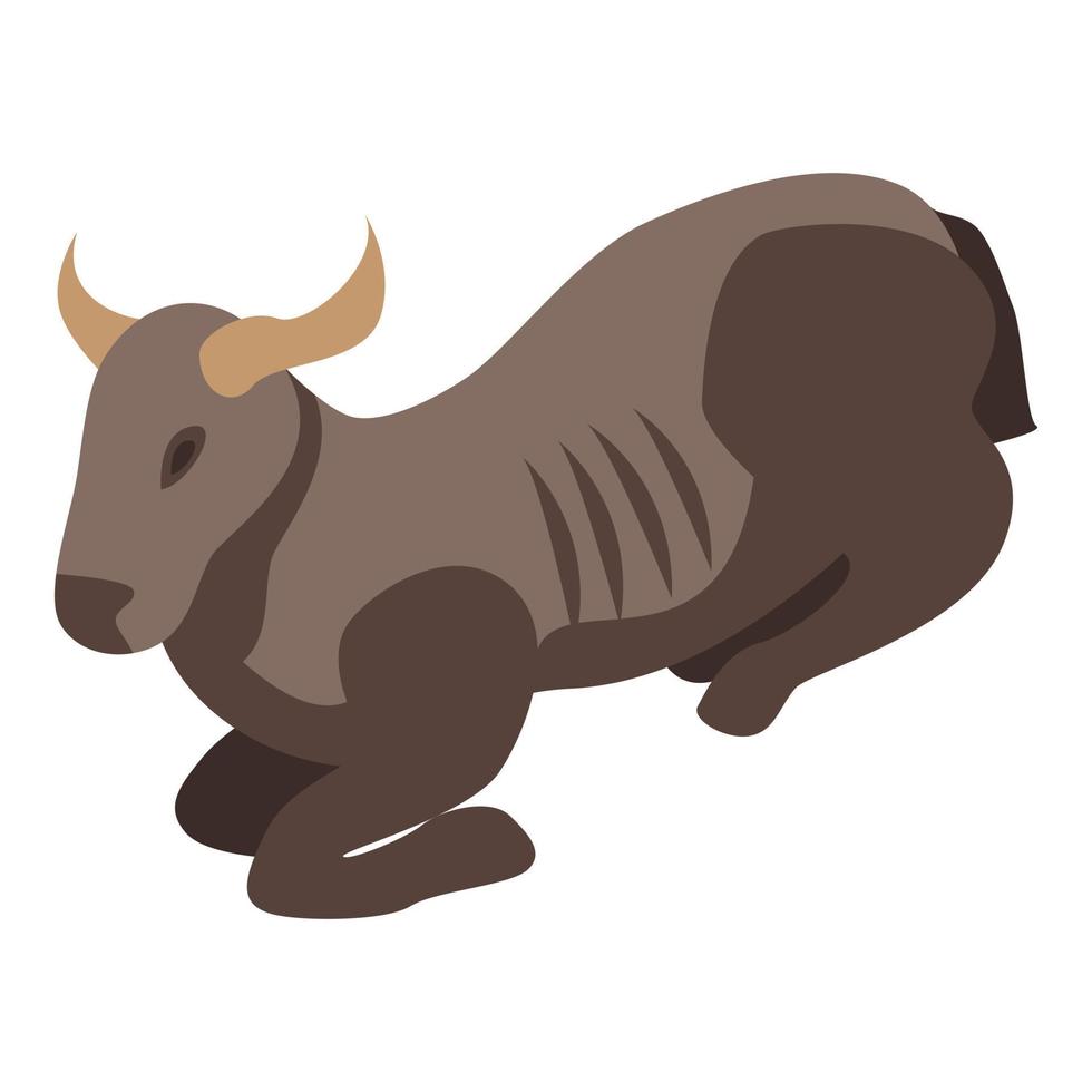 Wildebeest icon, isometric style vector