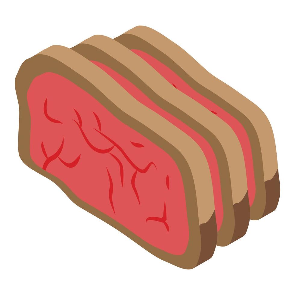 Cutted meat icon, isometric style vector