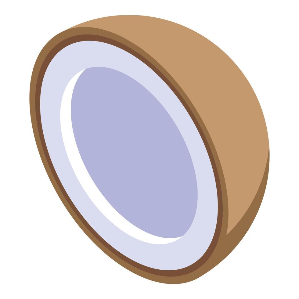Half coconut icon, isometric style vector