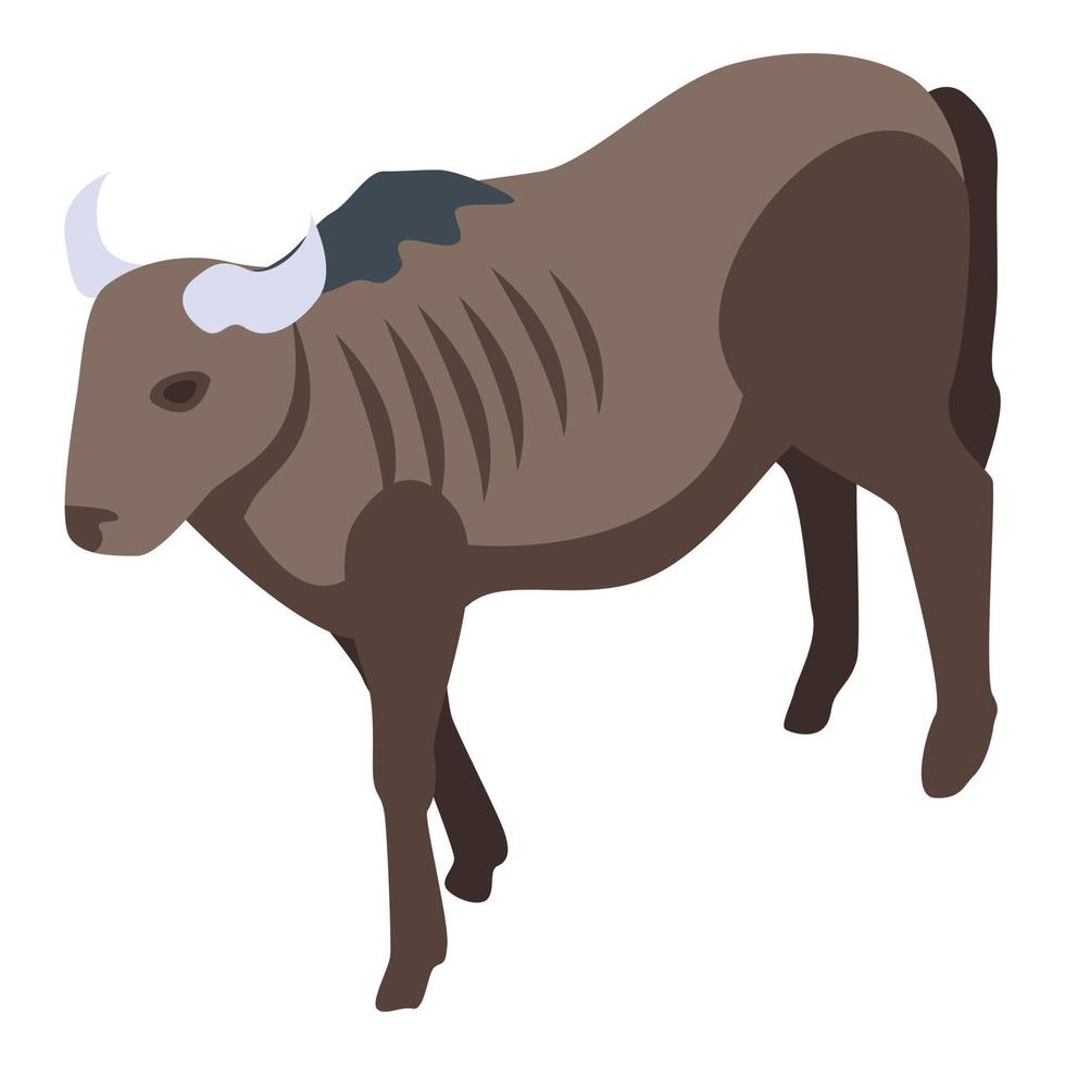 Old wildebeest icon, isometric style vector
