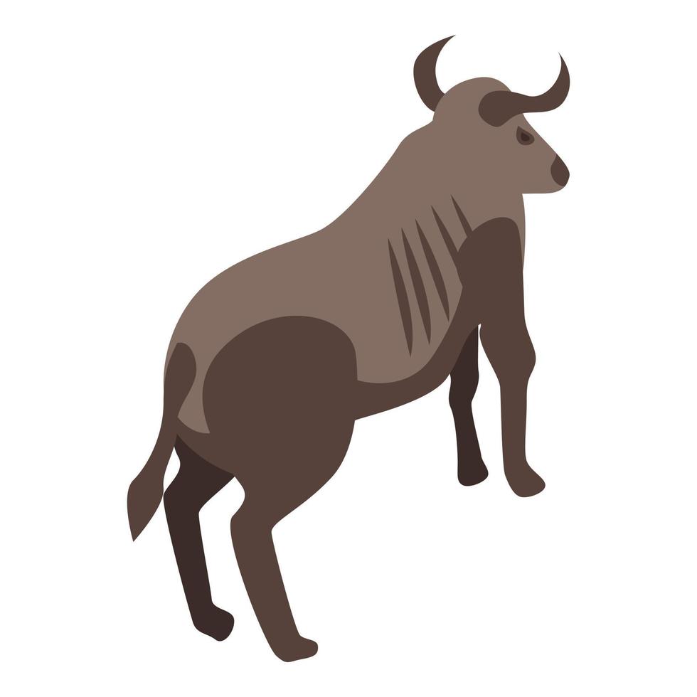 Wildebeest animal icon, isometric style vector