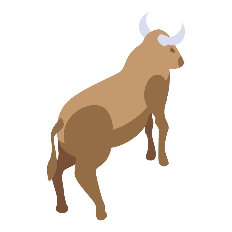Wildebeest zoo icon, isometric style vector