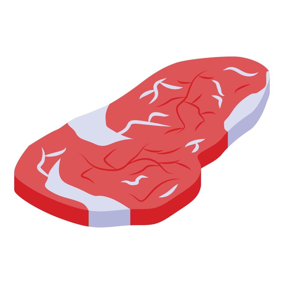 Beef steak icon, isometric style vector