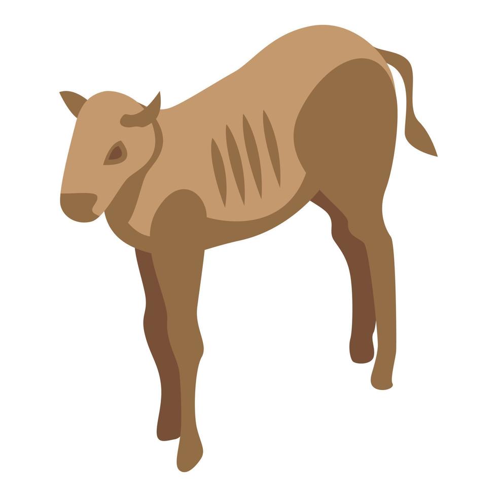 African wildebeest icon, isometric style vector