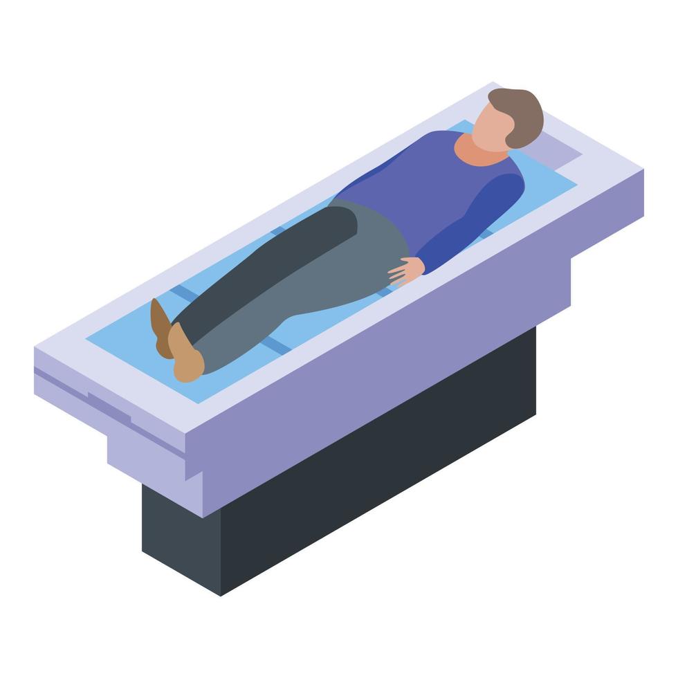 Mri scanner bed icon, isometric style vector