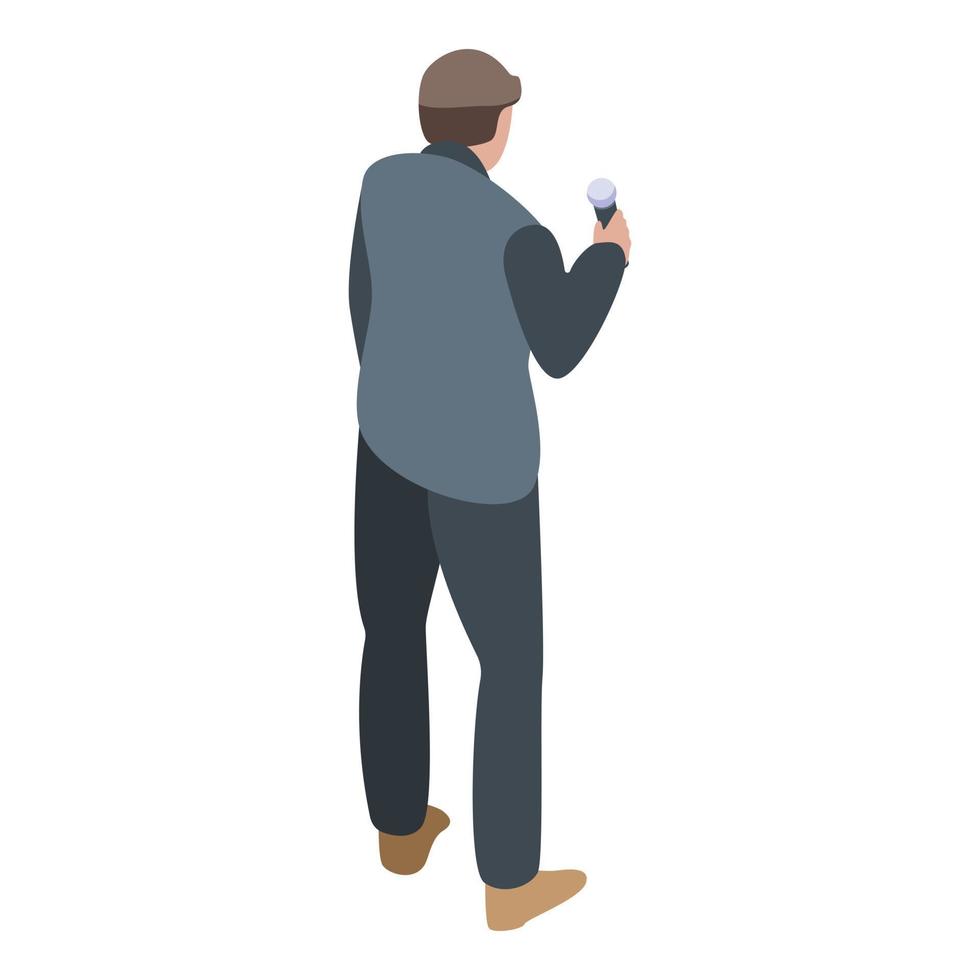 News tv presenter icon, isometric style vector