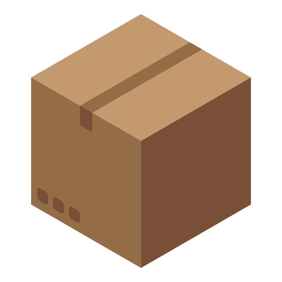 icono de caja de cartón de reciclaje, estilo isométrico vector