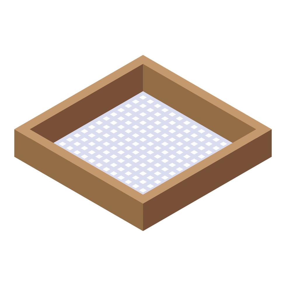 Wood frame sieve icon, isometric style vector