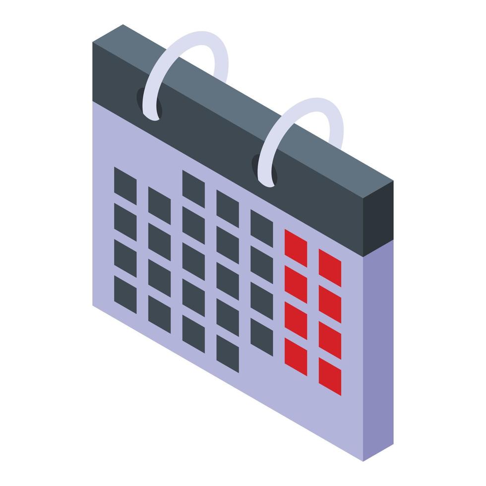 Foreign language calendar icon, isometric style vector