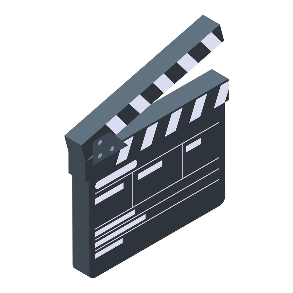 Film clapper icon, isometric style vector