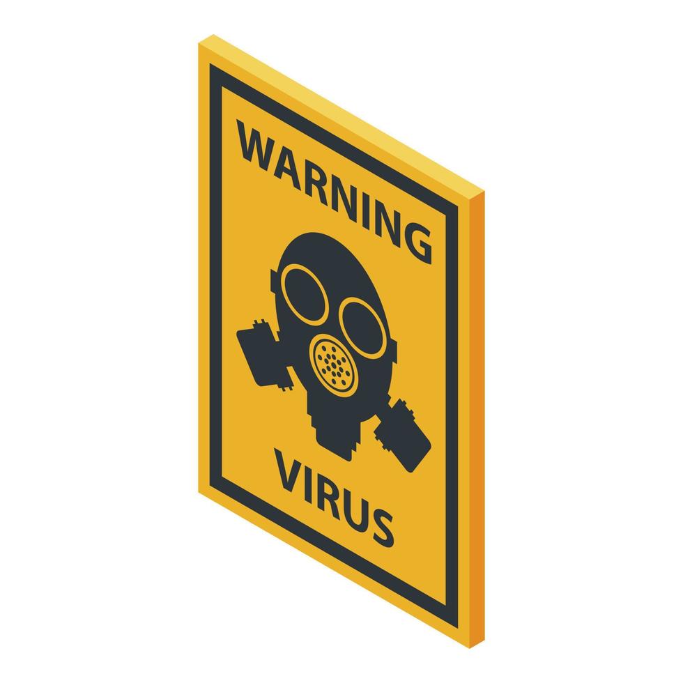 Warning virus sign icon, isometric style vector