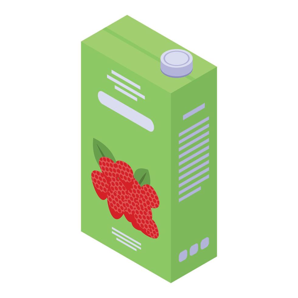Raspberry juice pack icon, isometric style vector