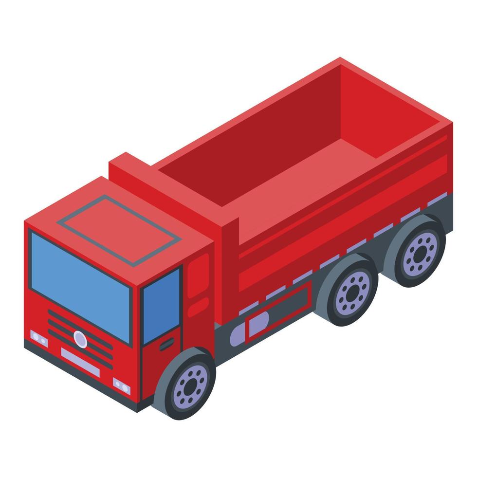 Red tipper icon, isometric style vector