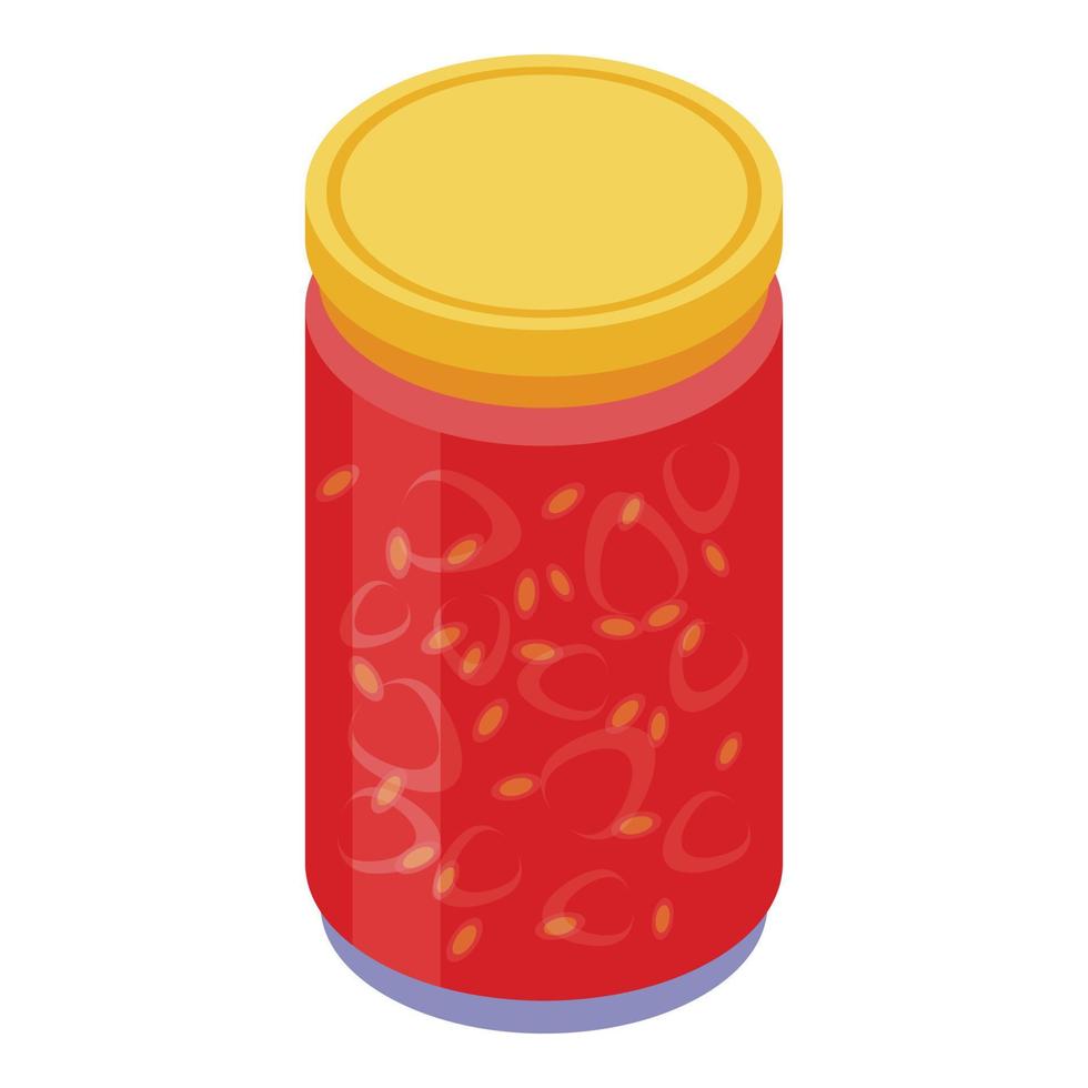 Raspberry jam jar icon, isometric style vector