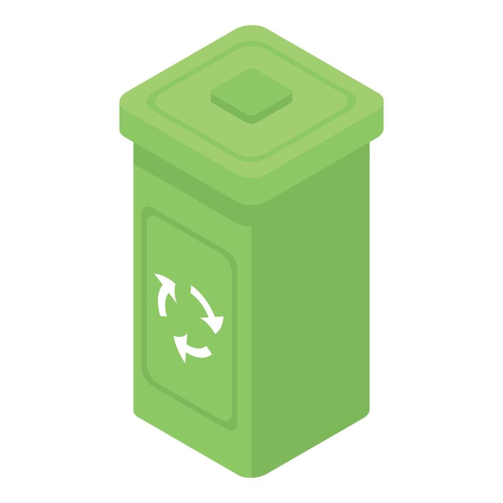 Plastic recycle bin icon, isometric style vector