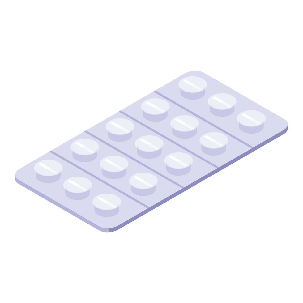 Pills pack icon, isometric style vector