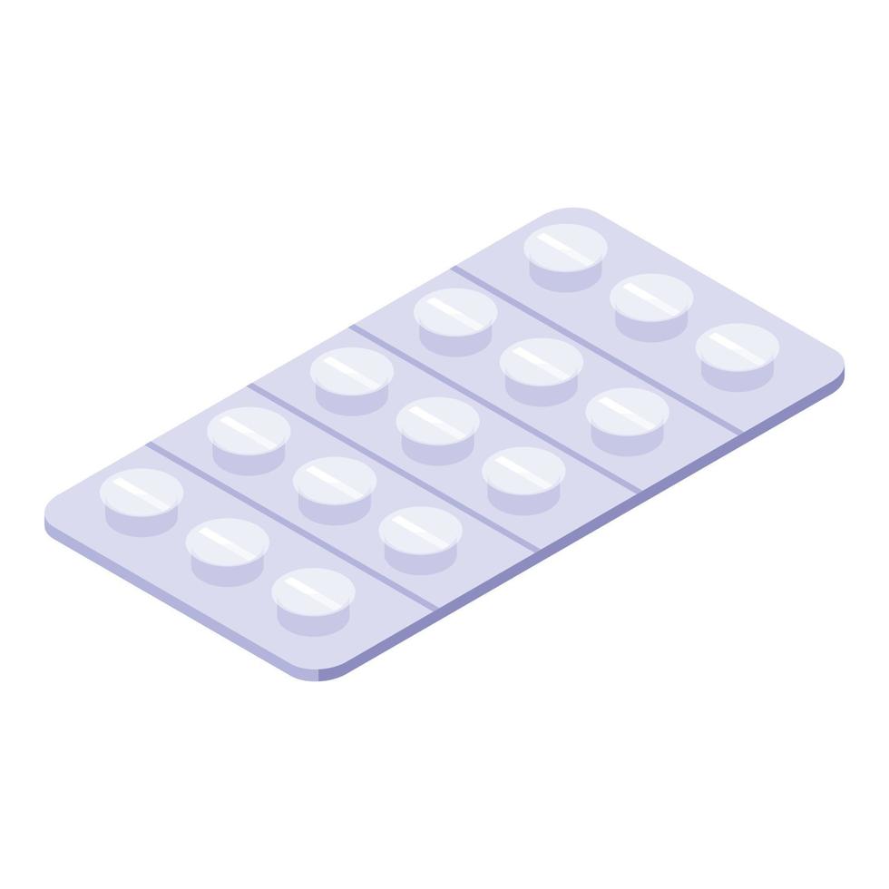 Pills pack icon, isometric style vector