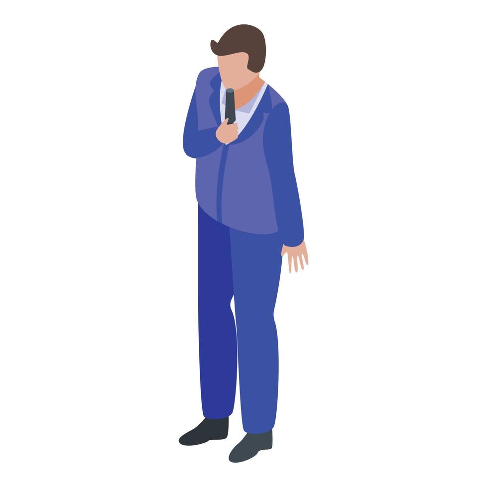 Live tv presenter icon, isometric style vector