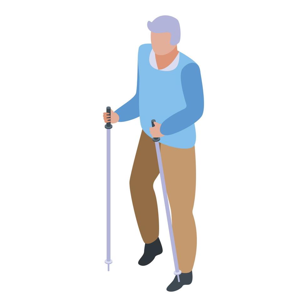 Walking sticks grandfather icon, isometric style vector