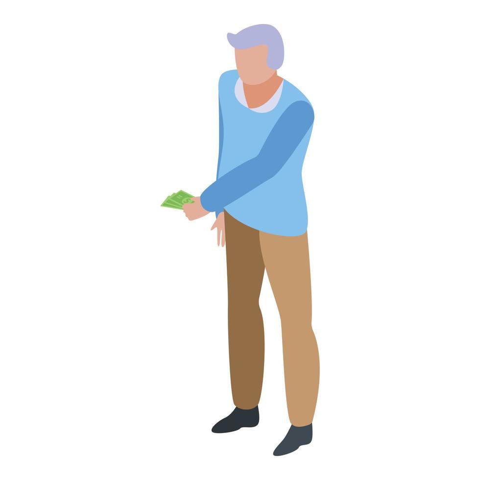 Grandfather make payment icon, isometric style vector