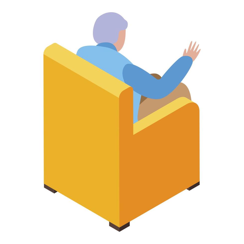 Grandfather resting in armchair icon, isometric style vector
