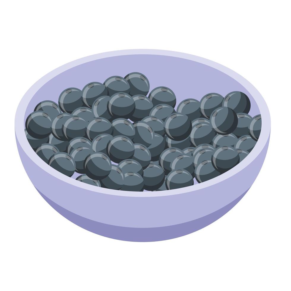 Blackberry bowl icon, isometric style vector