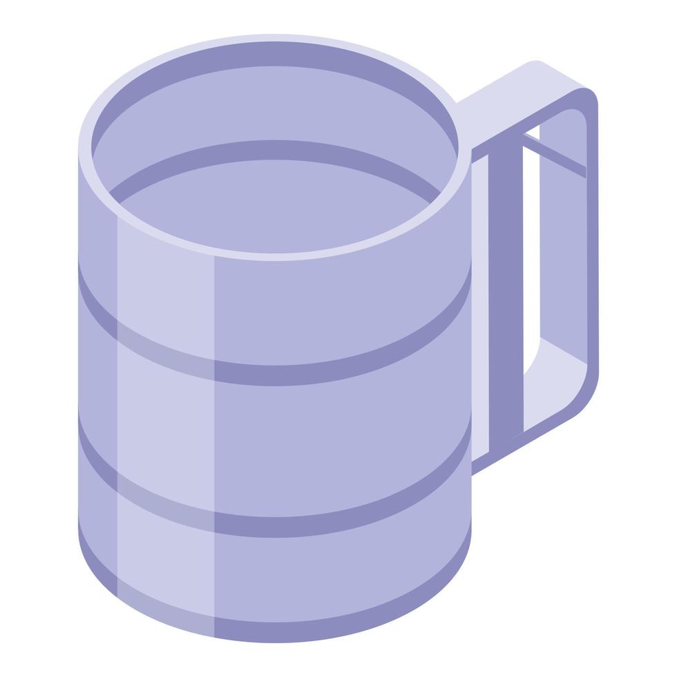 icono de taza de acero, estilo isométrico vector