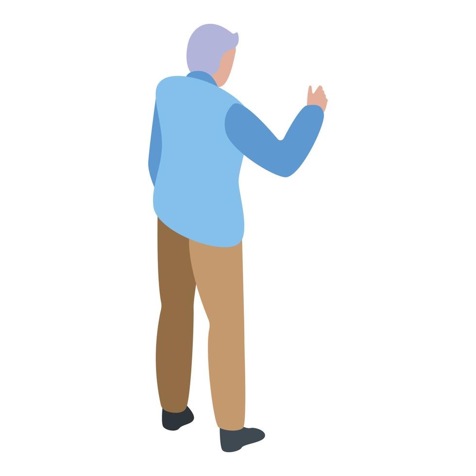 Grandfather talking icon, isometric style vector