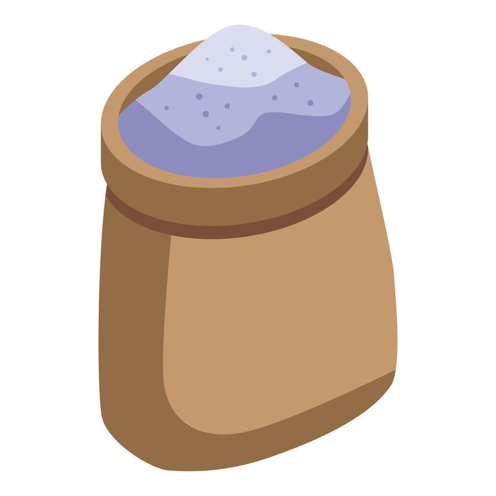 Open flour sack icon, isometric style vector