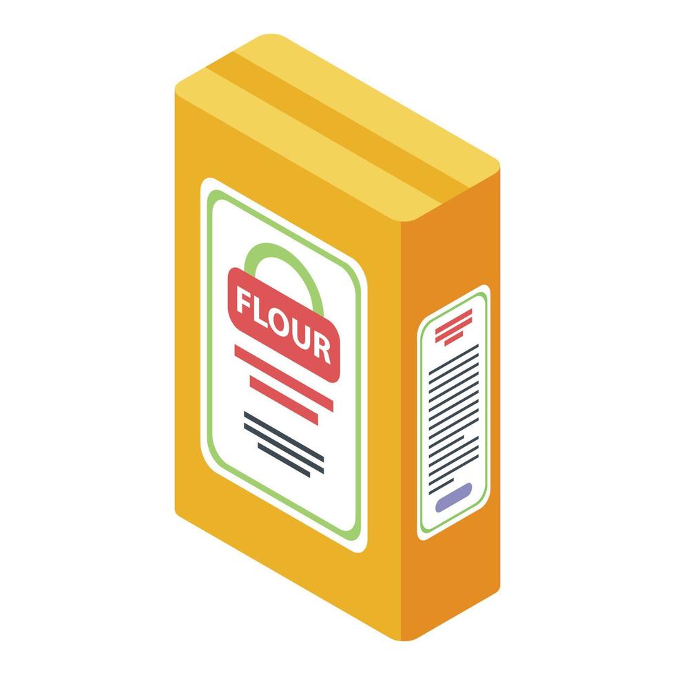 Flour package icon, isometric style vector