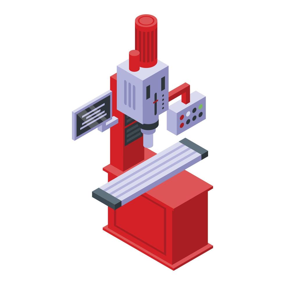 icono de la máquina de fresado de vigas, estilo isométrico vector