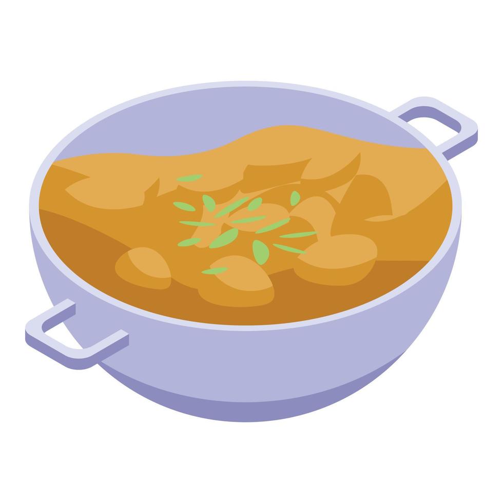 Indian allo curry icon, isometric style vector