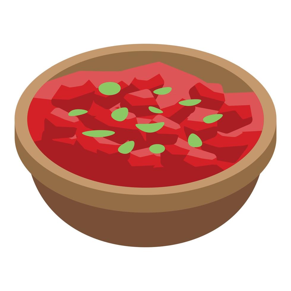 Red indian soup icon, isometric style vector