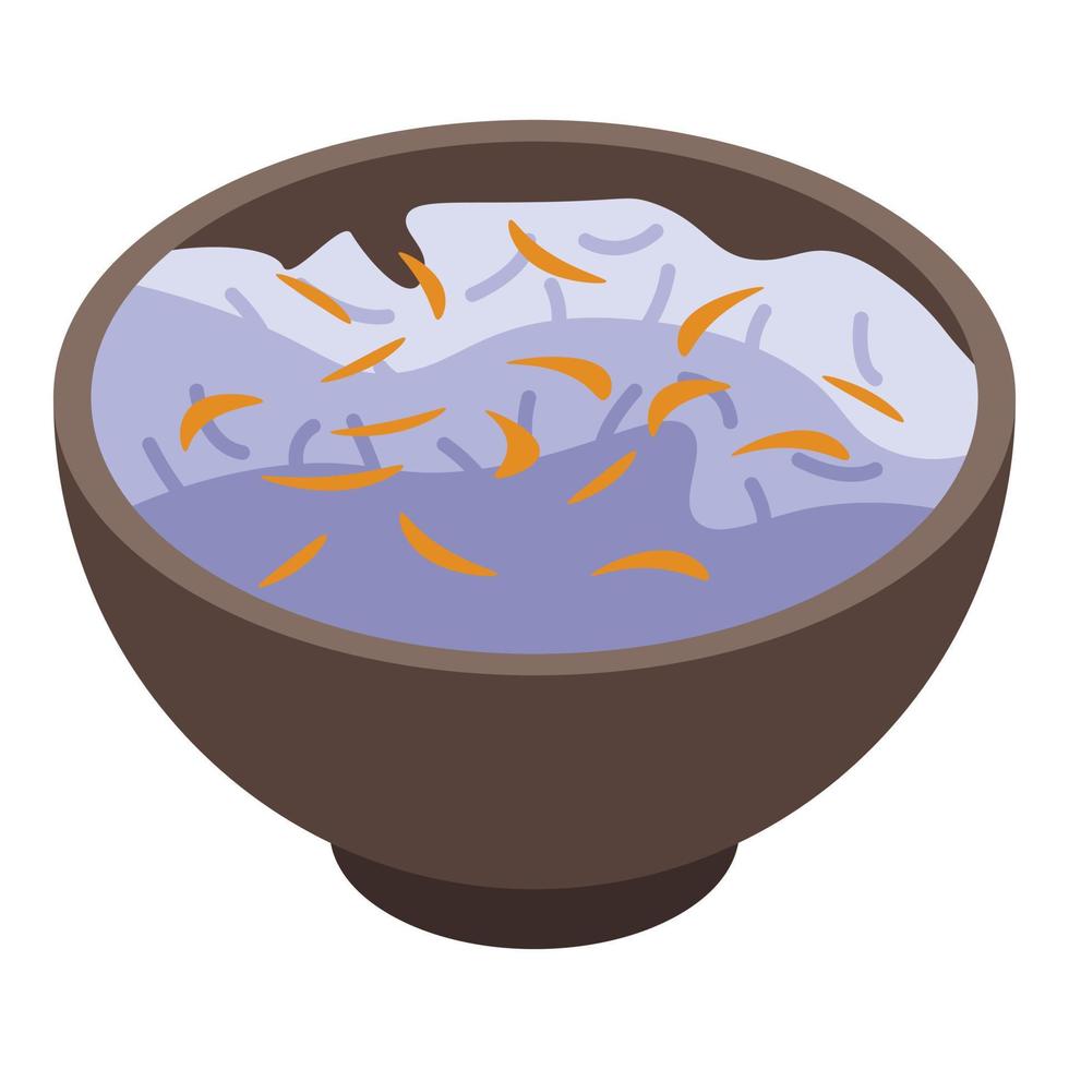 Russian bowl rice icon, isometric style vector