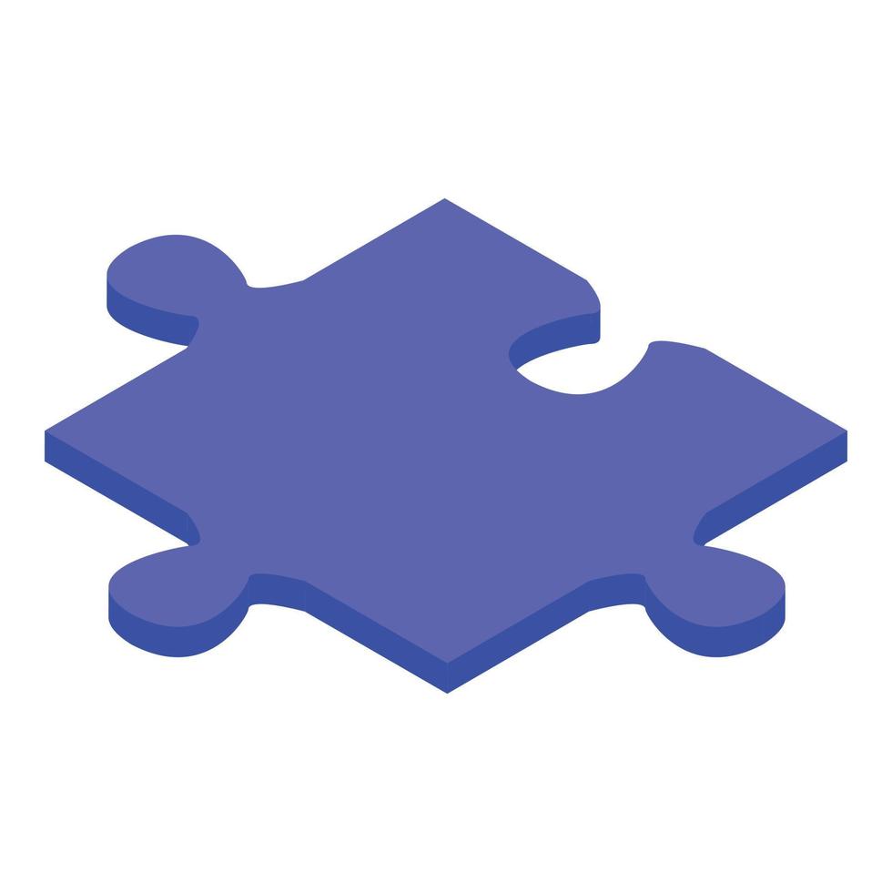 Blue jigsaw piece icon, isometric style vector