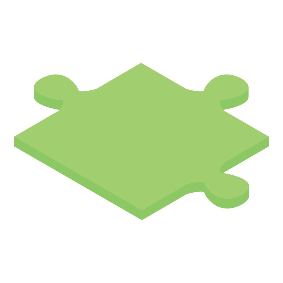 icono de rompecabezas verde, estilo isométrico vector