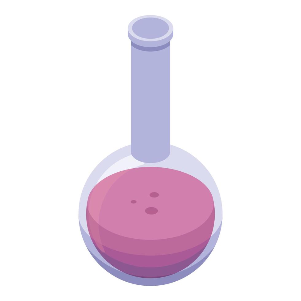 Red chemical flask icon, isometric style vector