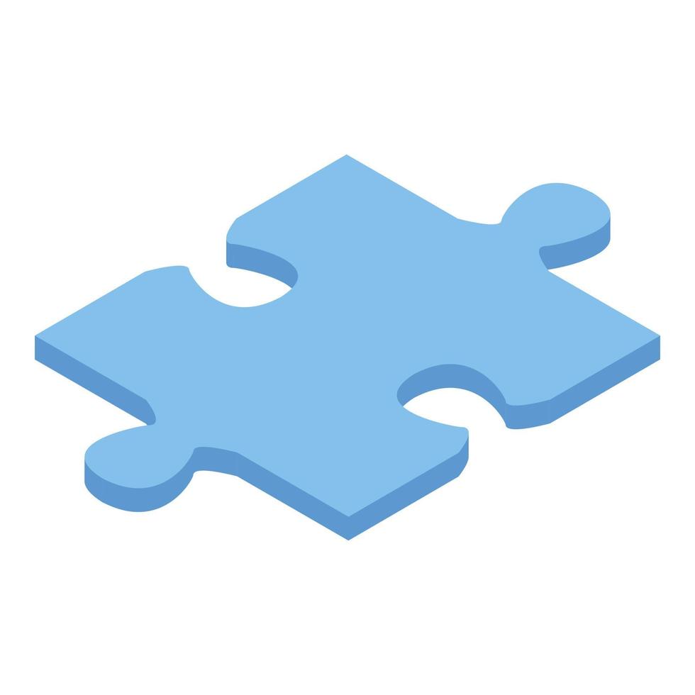 Sky blue puzzle icon, isometric style vector