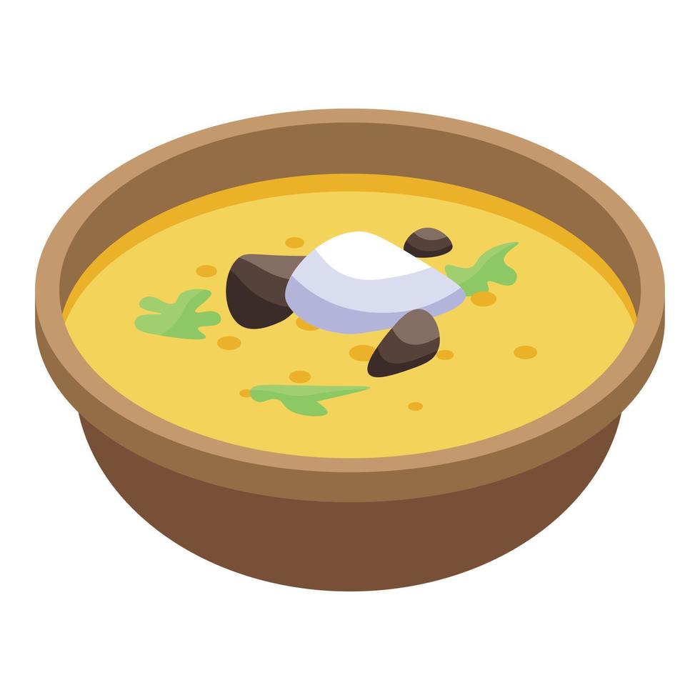 Mussel russian soup icon, isometric style vector