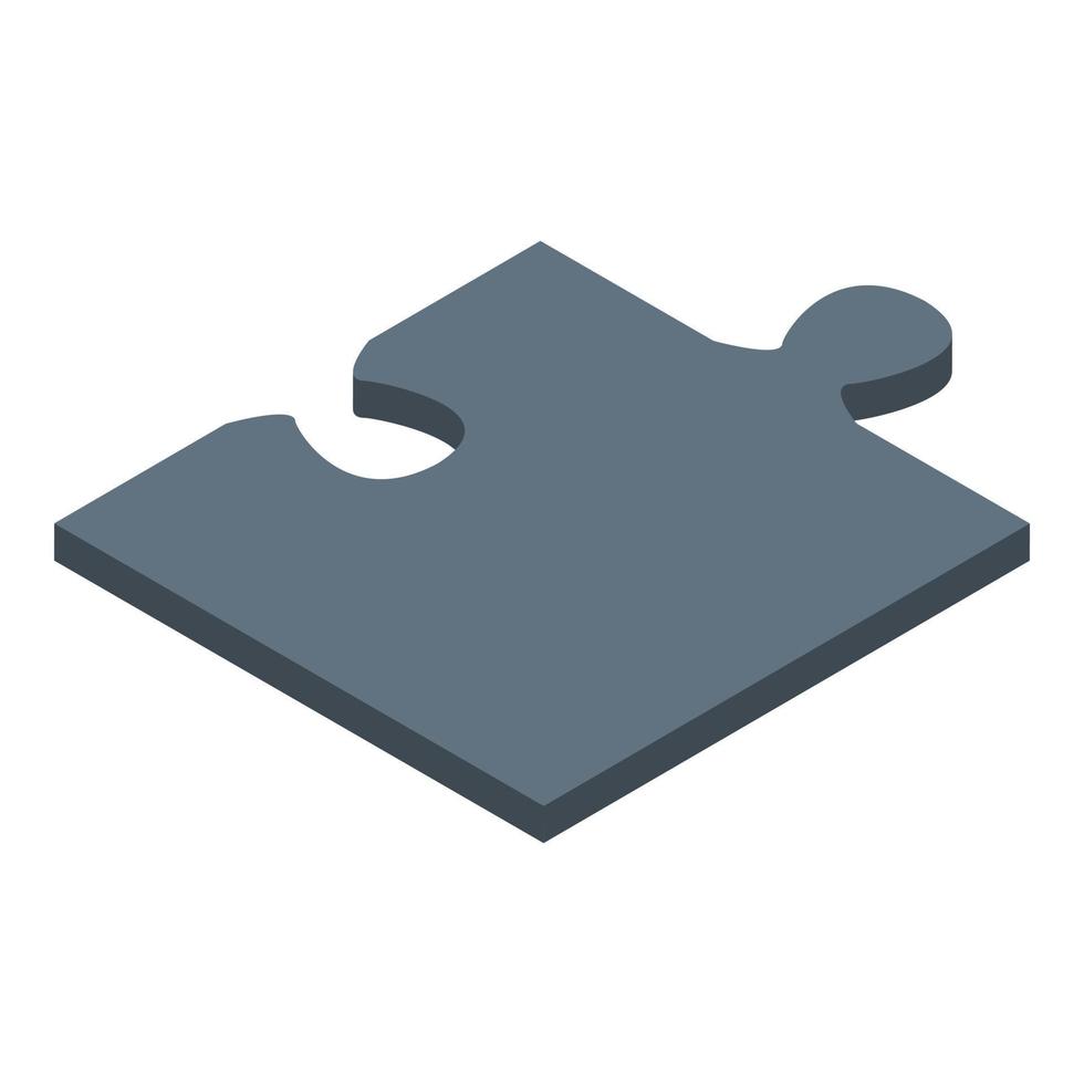 Black puzzle icon, isometric style vector