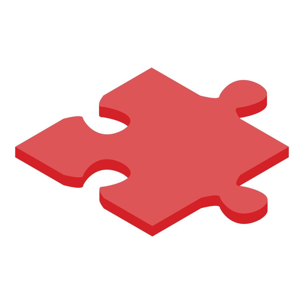 Red jigsaw icon, isometric style vector
