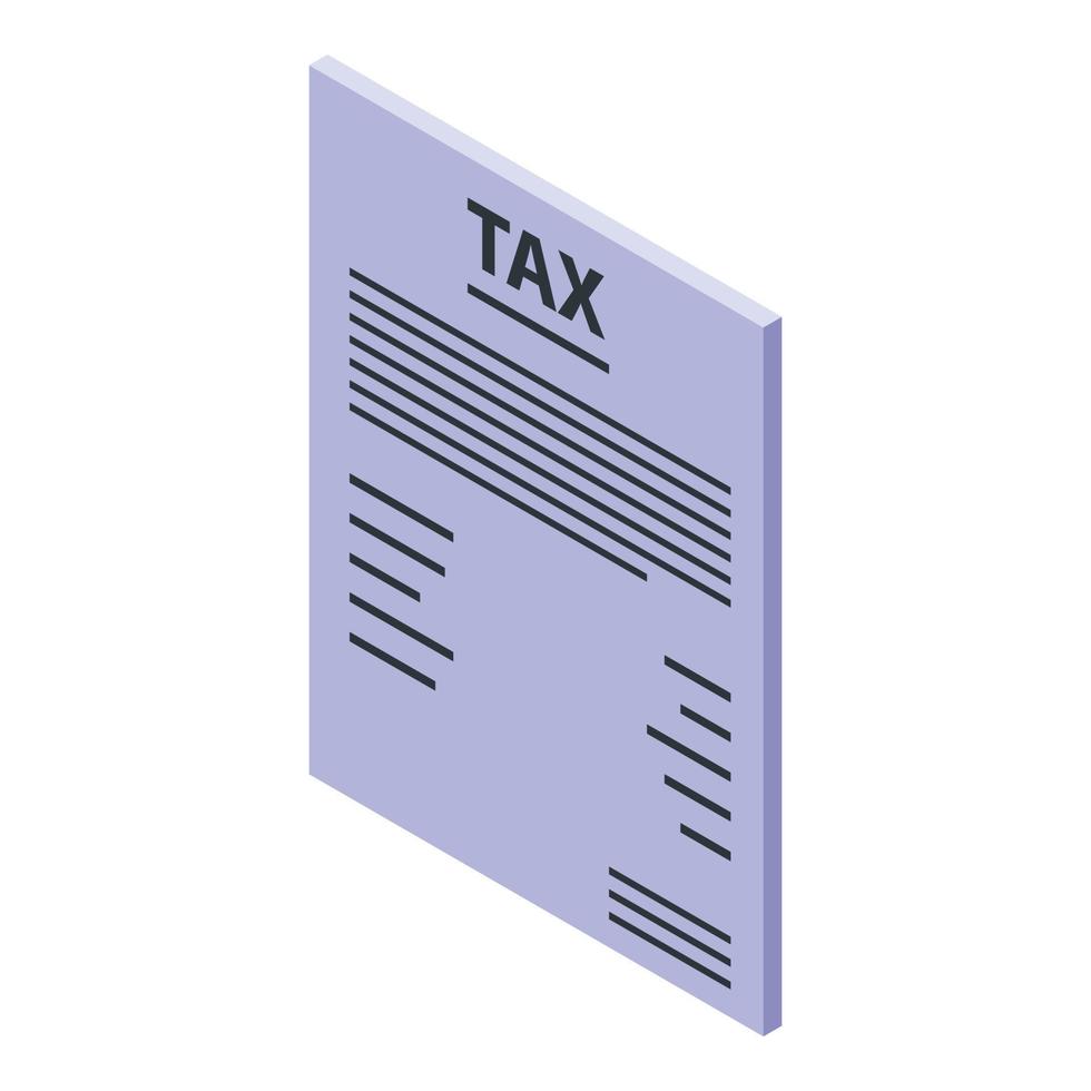 Tax paper icon, isometric style vector