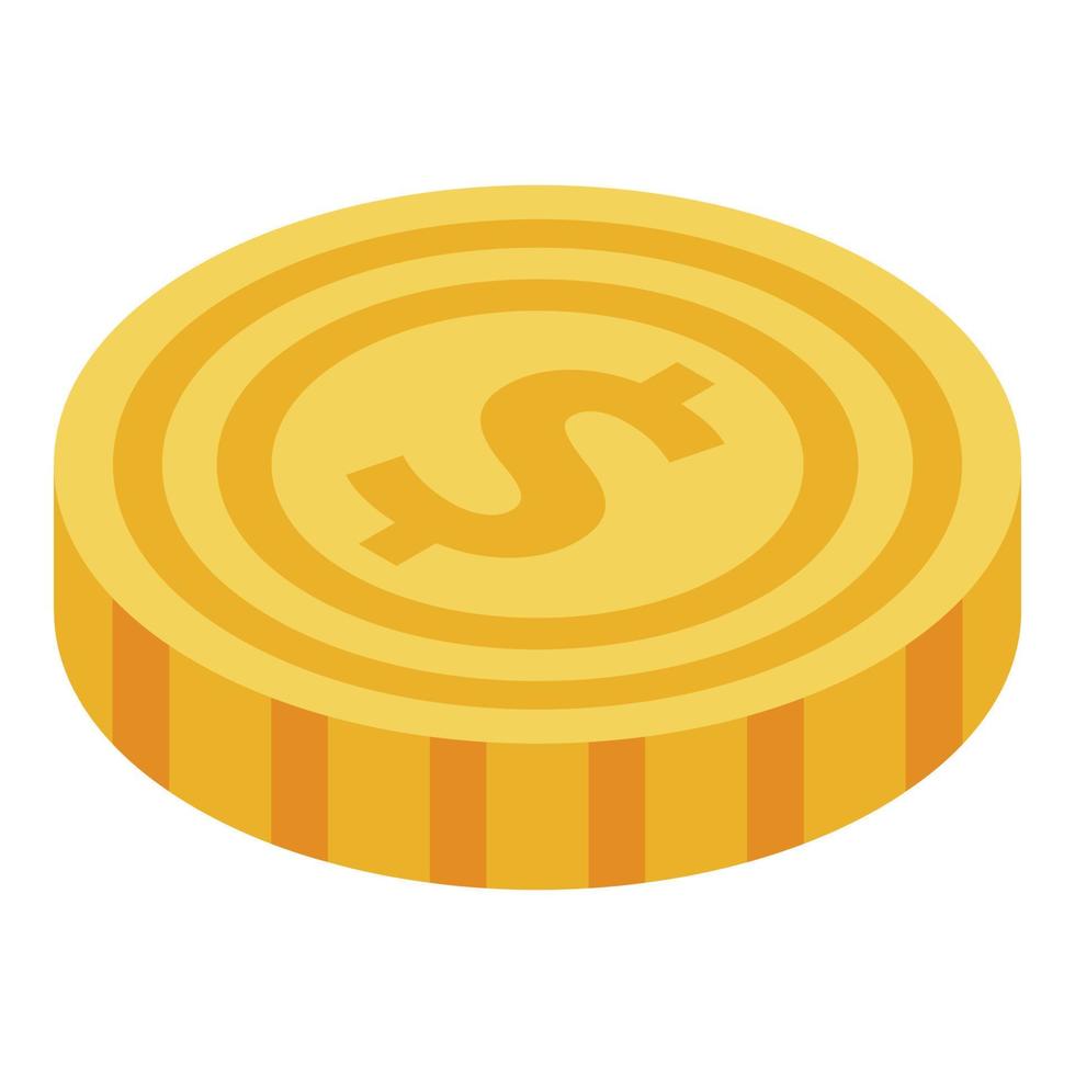 Tax dollar coin icon, isometric style vector